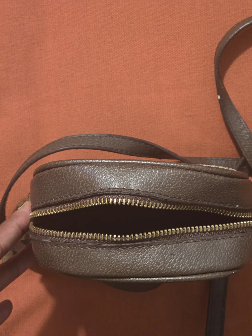 Gucci Brown GG Supreme Crossbody Bag with Web Stripe